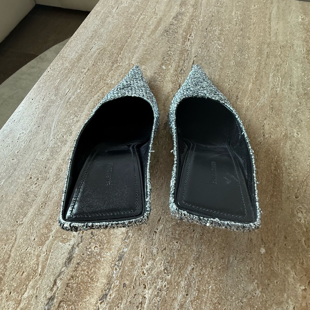 NWOB BALENCIAGA Silver Titanium Knife Mules size 37.5 - Picture 8 of 11